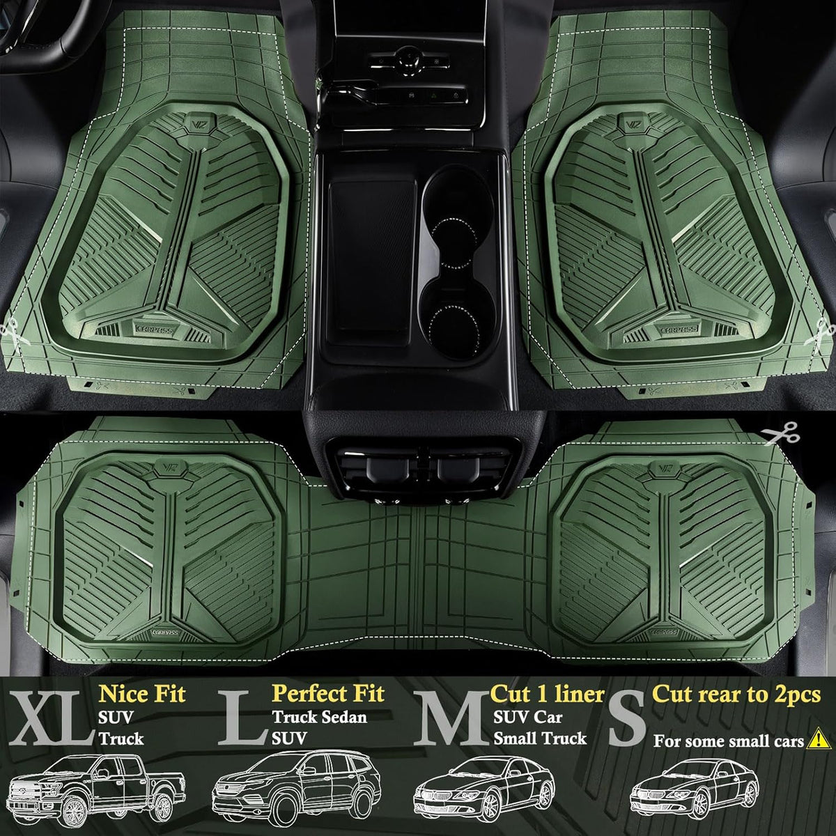Universal Car Mat Set- Olive Green