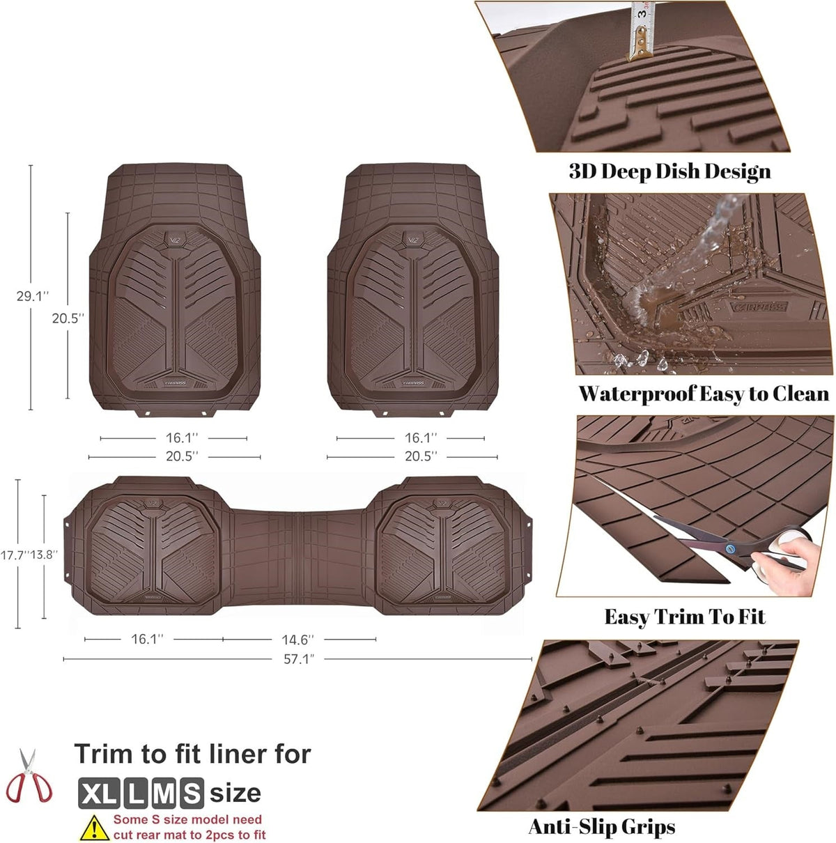 Universal Car Mat Set- Brown