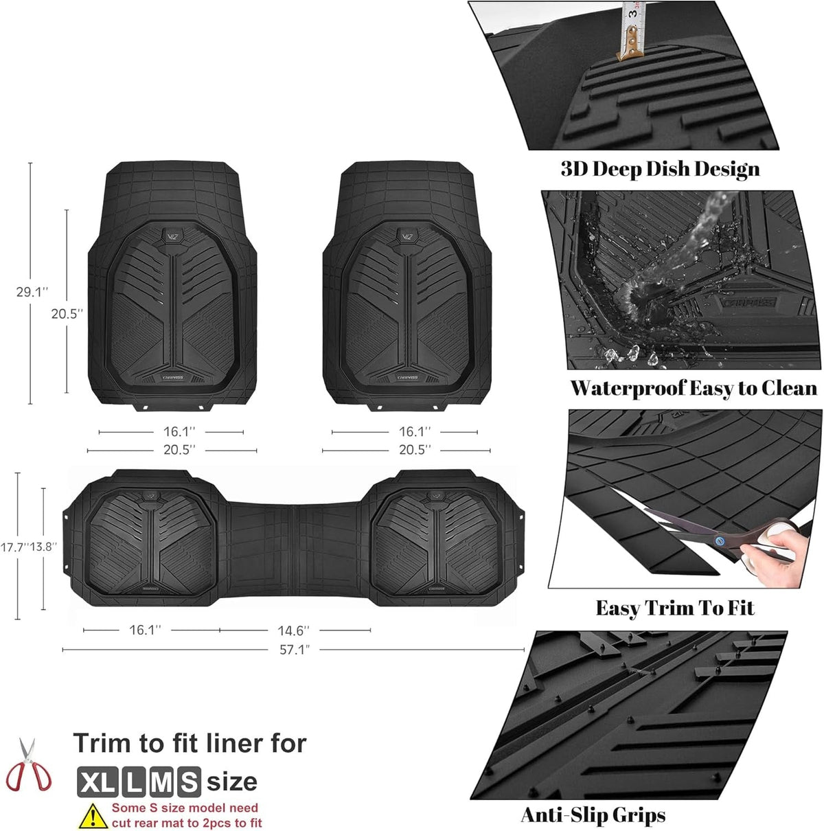 Universal Car Mat Set-All Black