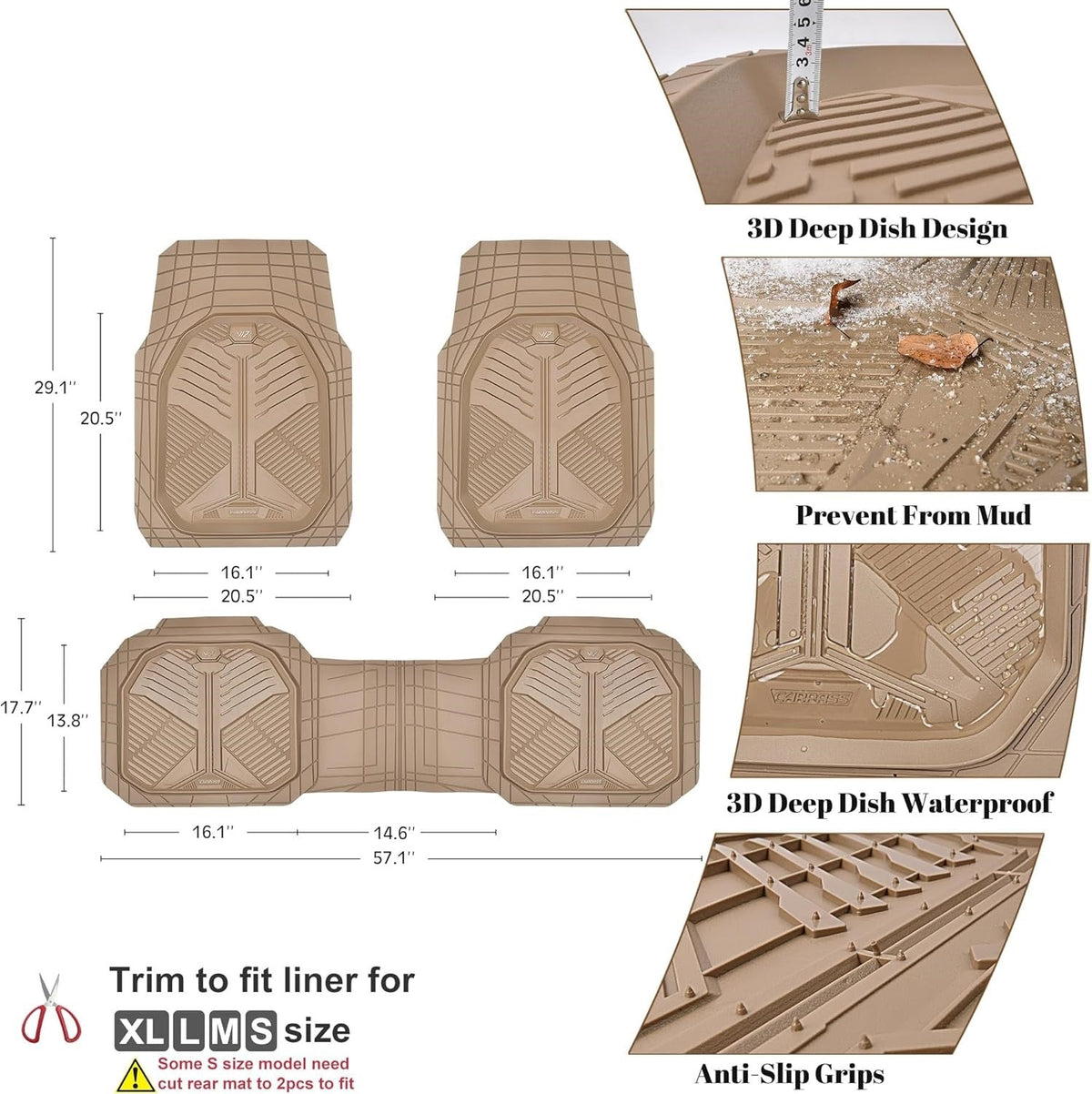 Universal Car Mat Set- Beige