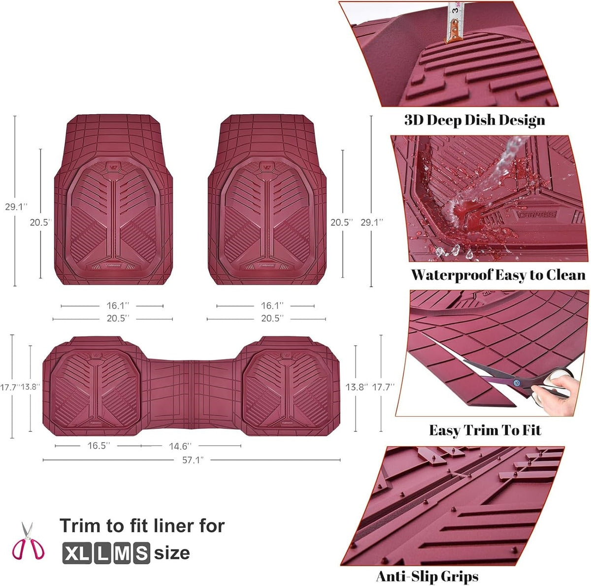 Universal Car Mat Set- Red